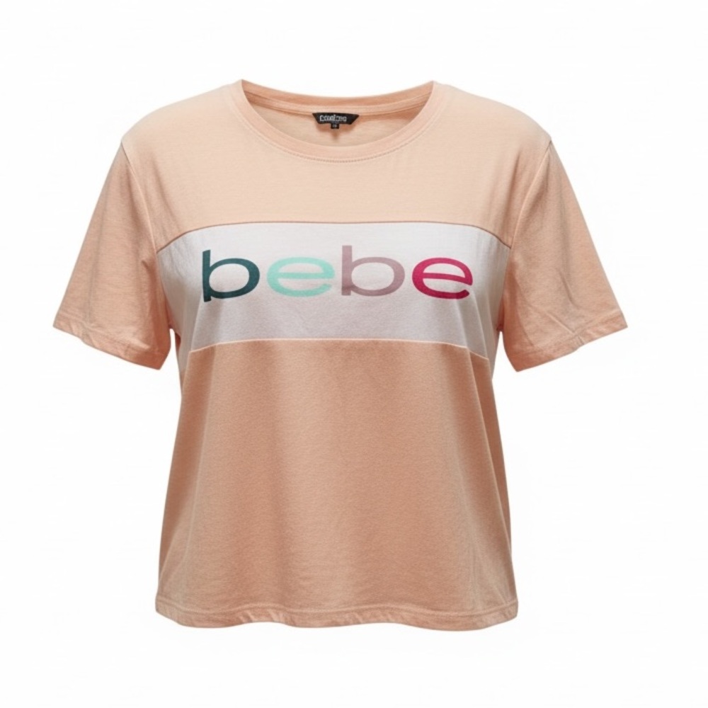 BEBE Logo Tee Peach NWT L